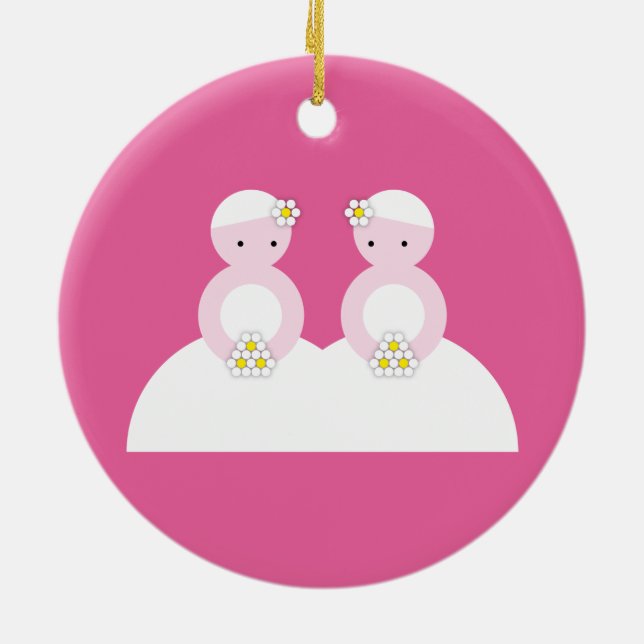 Two caucasian brides ceramic tree decoration (Back)