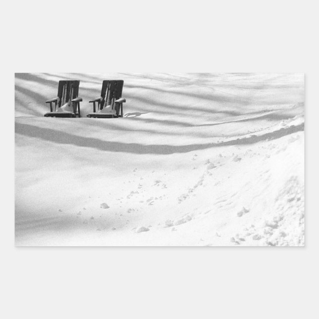 Two Chairs Buried In Snow Rectangular Sticker (Front)