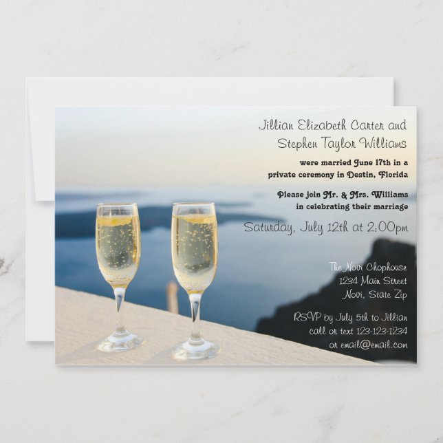 Two Champagne Glasses Photo - Wedding Announcement (Front)