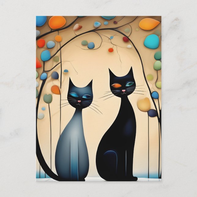 Two Charming Cats Holiday Postcard (Front)