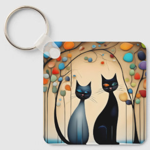 Two Charming Cats Key Ring
