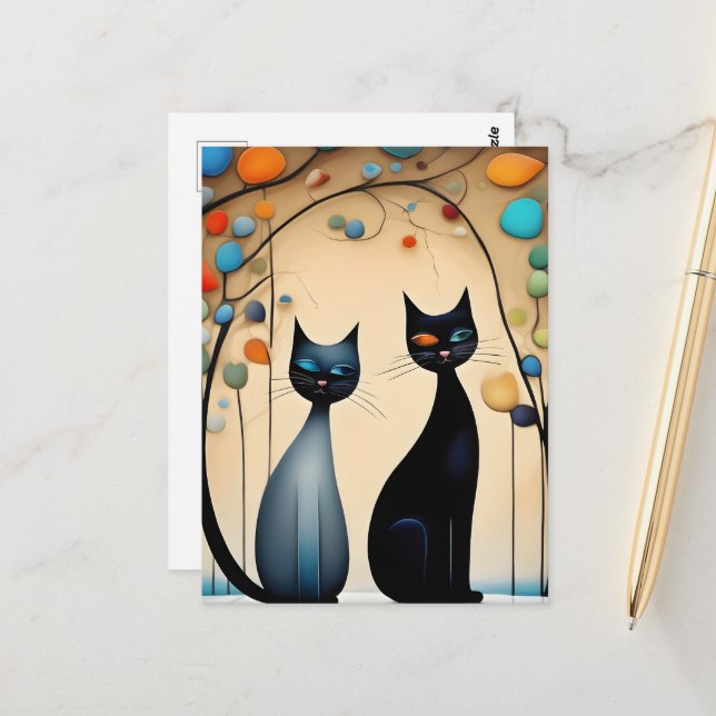Two Charming Cats Postcard (Front/Back In Situ)