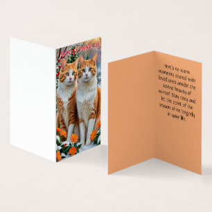 Two cheerful cats Christmas card