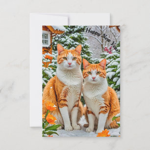 Two cheerful cats invitation