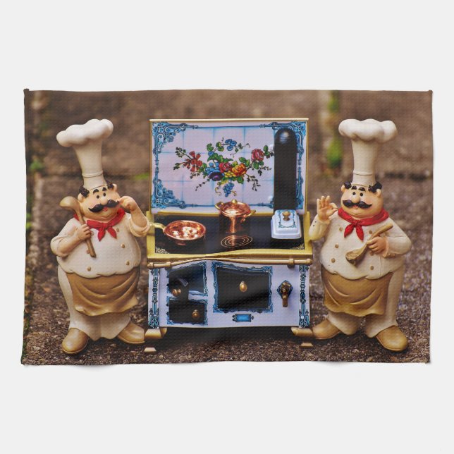 Two Chef's and Decorative Stove Kitchen Towel (Horizontal)