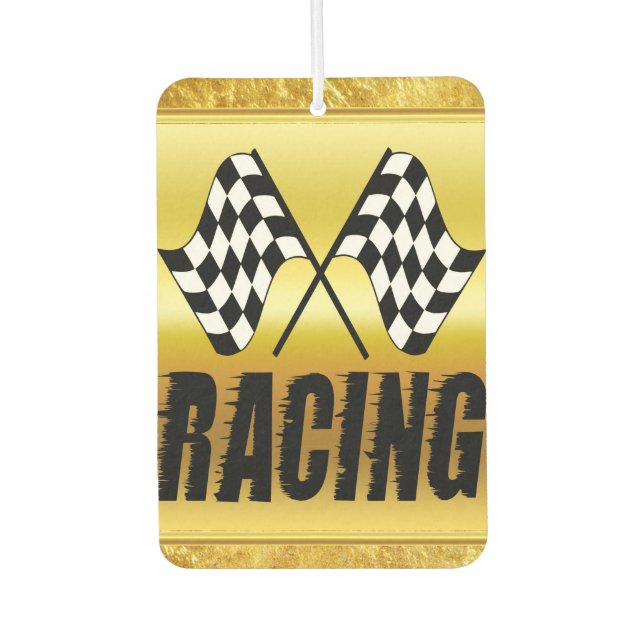 Two chequered racing flags for the competition win car air freshener (Front)