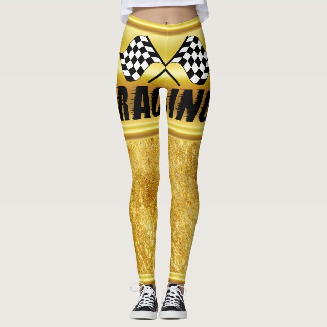 Two chequered racing flags for the competition win leggings (Front)