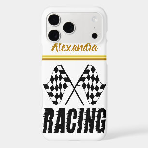 Two chequered racing flags gold foil Stripe 11