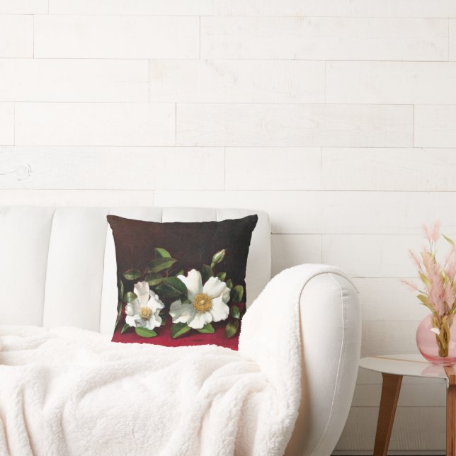 Two Cherokee Roses on Red Velvet, Cushion (Couch)