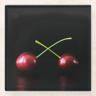 Two Cherries coastercna Glass Coaster