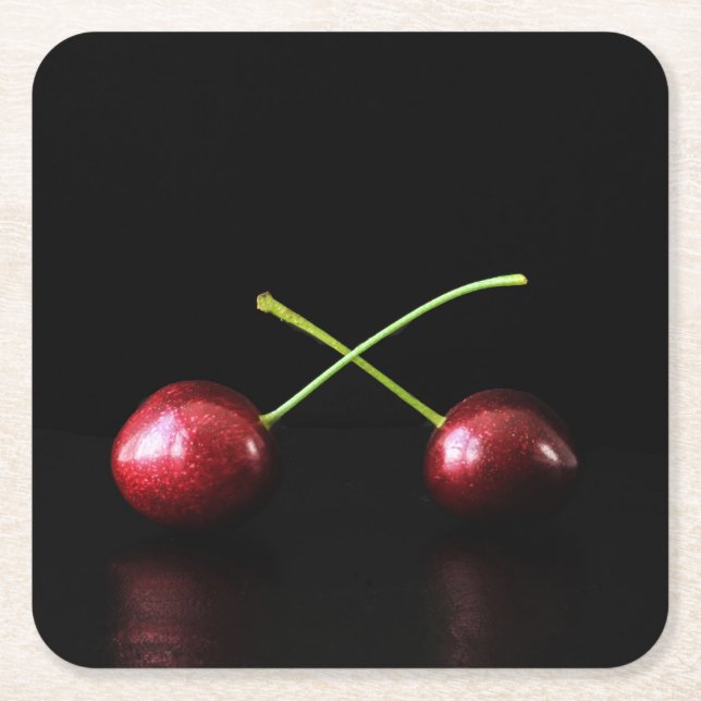 Two Cherries coastercna Square Paper Coaster (Front)