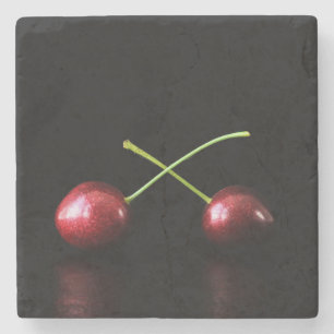 Two Cherries coastercna Stone Coaster