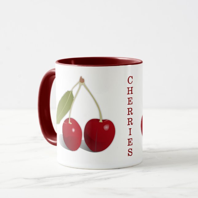 Two Cherries Design Coffee Mug (Front Left)