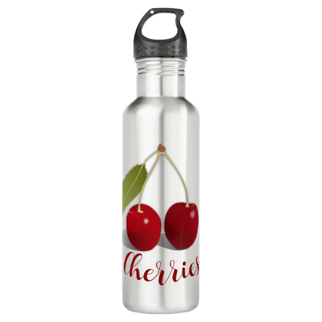 Two Cherries Design Water Bottle (Front)