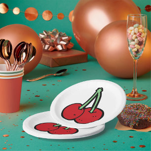 Two Cherries Paper Plate