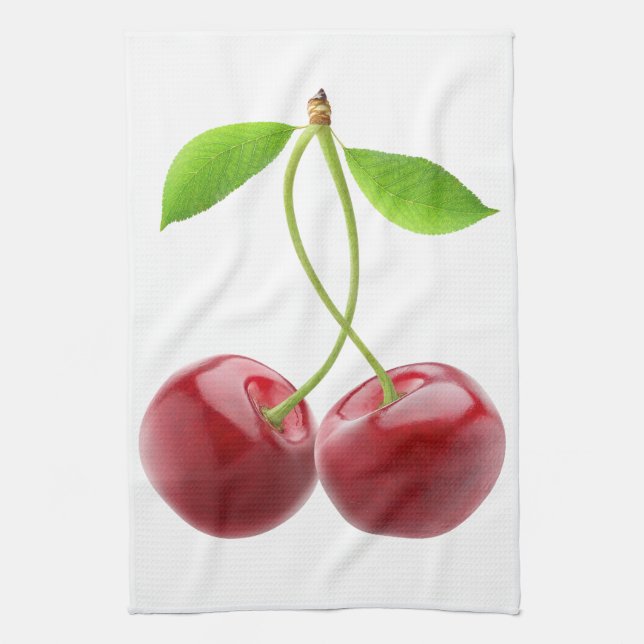 Two cherries tea towel (Vertical)