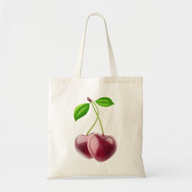 Two cherry hearts tote bag (Front)