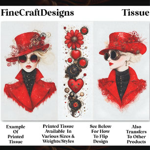 Two Chic Steampunk Women In Red CH4 Decoupage Tissue Paper