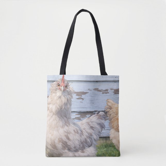Two Chickens Cute Farm Tote Bag (Front)