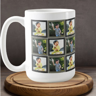 Two Children Patchwork Pattern Two Photo Squares Coffee Mug