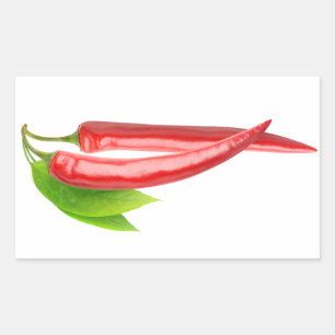 Two chillies with leaf rectangular sticker