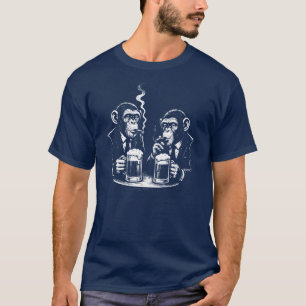 two chimps are smoking and drinking beer  T-Shirt