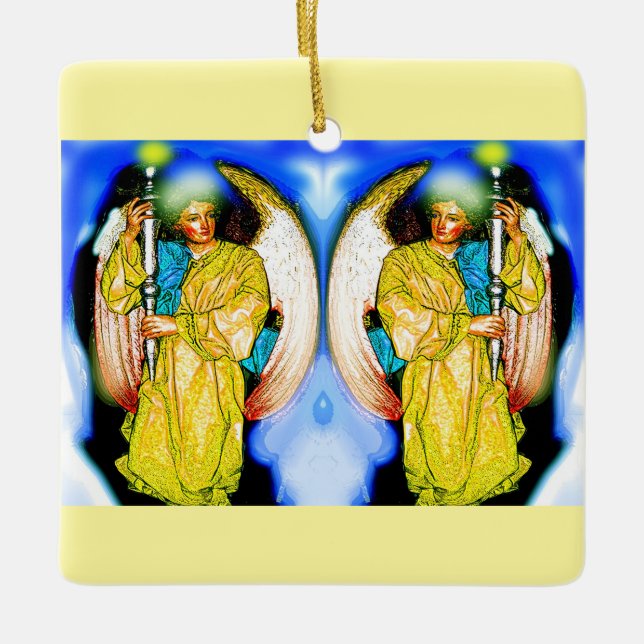 Two Christmas angels Ceramic Ornament (Front)