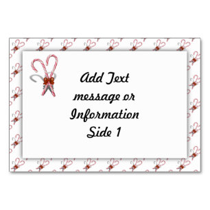 Two Christmas Candy Canes with Ribbon Table Number