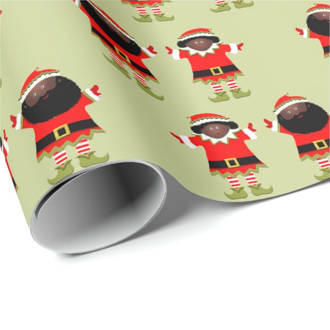 Two Christmas Elves Gift Wrapping Paper (Roll Corner)