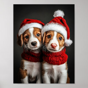 Two Christmas Puppies Poster