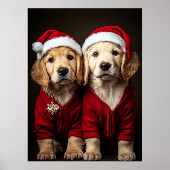 Two Christmas Puppies Poster (Front)