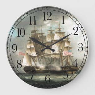 Two Clipper Ships War Battle Ocean Wall Clock