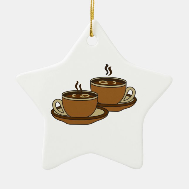 TWO COFFEE CUPS CERAMIC TREE DECORATION (Front)
