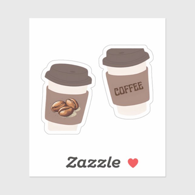 Two Coffee Cups , Cute Coffee Sticker (Sheet)