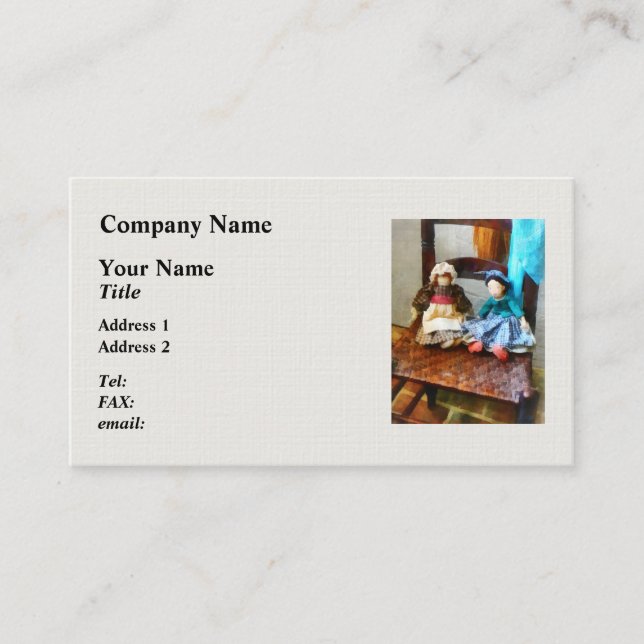 Two Colonial Rag Dolls Business Card (Front)