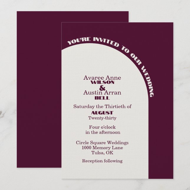 Two Color Cloud Dancer White and Burgundy Arch  (Front/Back)