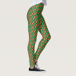 Two Colour 4 Leaf Clover Pattern on GREEN Leggings