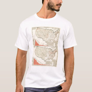 Two colour lithographed maps of United States T-Shirt