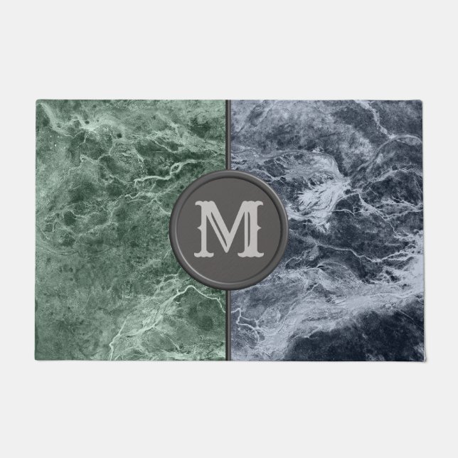 Two colour marble monogram - Pick your colours Doormat (Front)