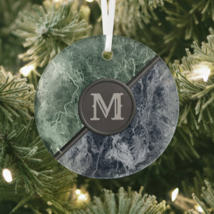 Two colour marble monogram - Pick your colours Glass Tree Decoration