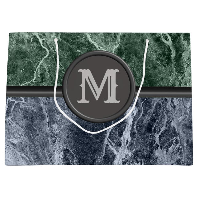 Two colour marble monogram - Pick your colours Large Gift Bag (Front)