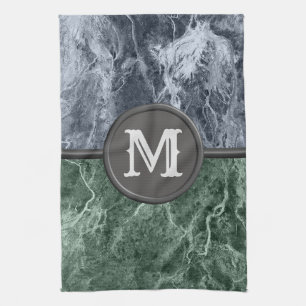 Two colour marble monogram - Pick your colours Tea Towel