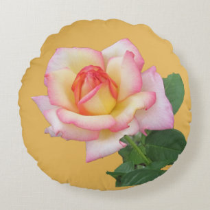 Two-colour Pink Rose Photograph Round Cushion
