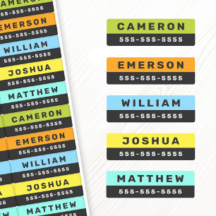 Two coloured name and phone number waterproof labe