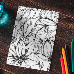 Two Colouring Pages Flowers Line Drawing