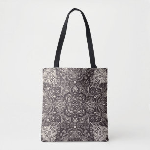 Two colours Vintage seamless pattern. Contour arab Tote Bag