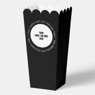 Two Company Logo QR Code Text Black Popcorn Box