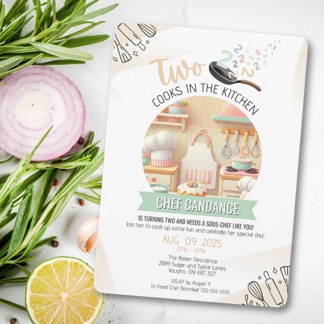 Two Cooks in the Kitchen 2nd Birthday Invitation (Creator Uploaded)