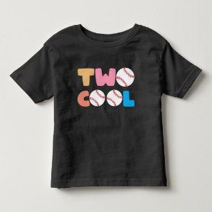 Two Cool 2nd Birthday Baseball Theme 2 Year Old Toddler T-Shirt