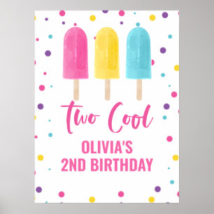Two Cool 2nd birthday Rainbow Ice Pop Poster